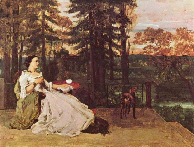 Dame auf der Terrasse (Le dame de Francfort), Courbet, Gustave
